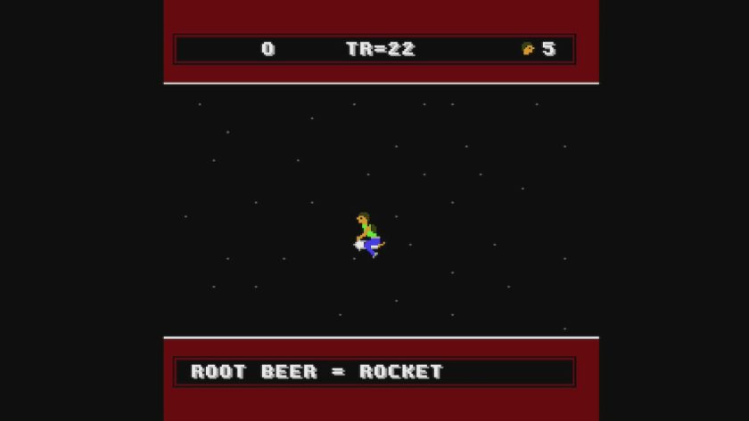 The boy riding on the blob who has turned into a rocket