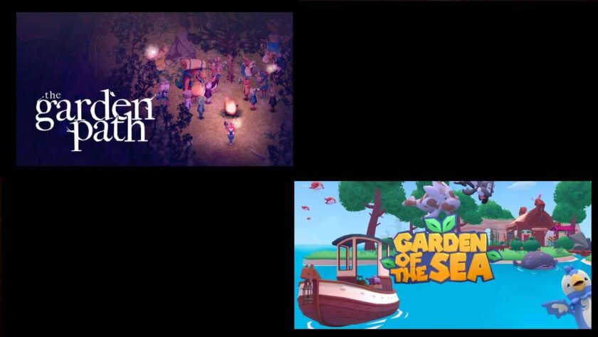 Photomontage of the title images for The Garden Path and Garden of the Sea, created for Best Games of 2024: Lynne's Choice. Published on: LadiesGamers