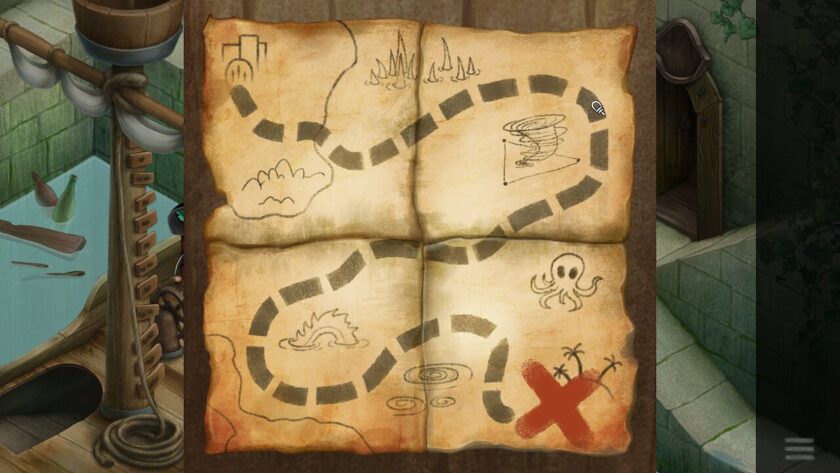 The completed map, showing X marks the spot on a desert island. Published on: LadiesGamers