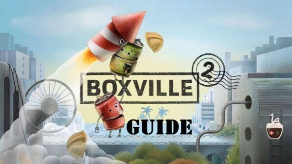 Promotional image for Boxville 2, with the two cans being carried on the firework. The word Guide is typed underneath the title. Published on LadiesGamers.