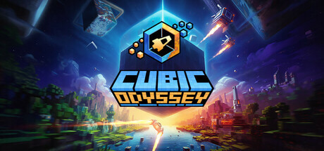 Promotional artwork for Cubic Odyssey showing a vast blocky universe. Published on LadiesGamers