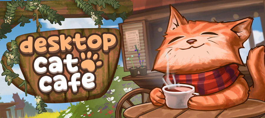 Desktop Cat Cafe key art and logo.