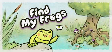 Promotional artwork for Find My Frogs showing a happy frog. Published on LadiesGamers