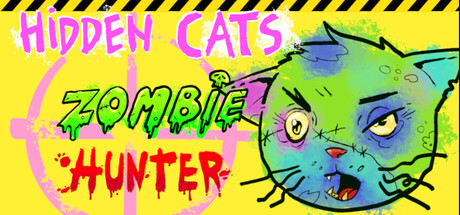 Hidden Cats : Zombie Hunter zombie cat on a yellow background. Published on LadiesGamers.