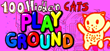 100 hidden cats playground on a pink background with an orange cat
