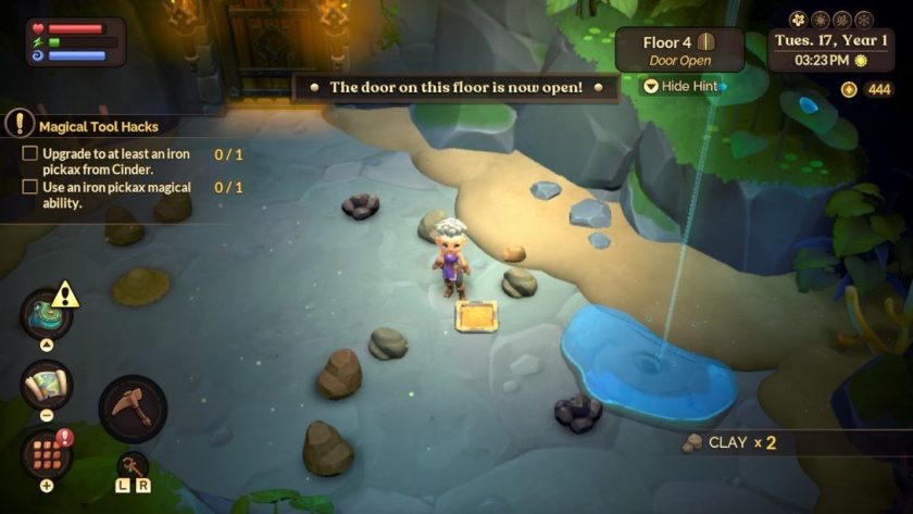 image shows the character standing beside a yellow floor switch that is used to open a door