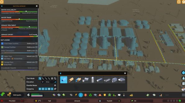 water and sewage info screen