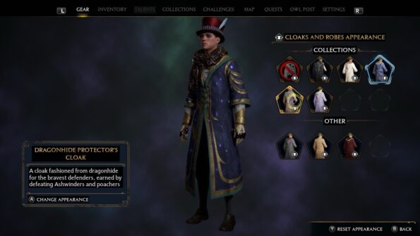Hogwarts legacy change gear screen