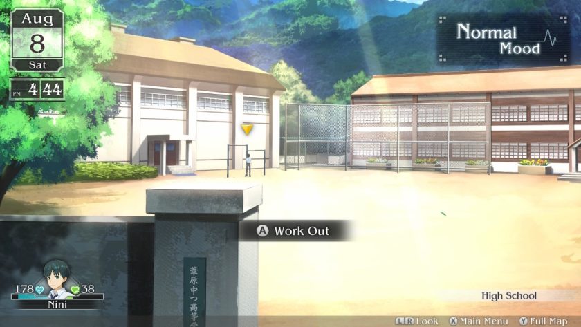 The school-yard with the iron bars at the back