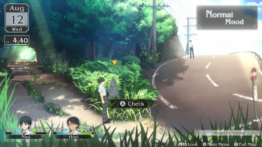 Nini is standing at the fork of the road to school