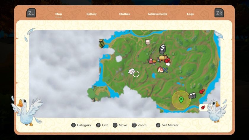 The overview map with the quests marked on there