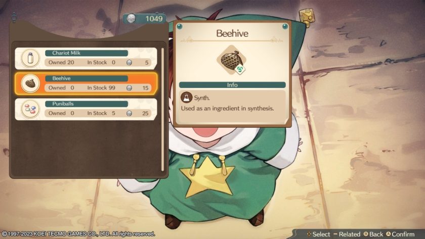 We see a little fairy who sells products from the forest. Like chariot milk, beehive and puniballs