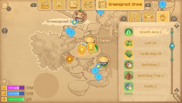 The map, use the tabs to find where resources are and more