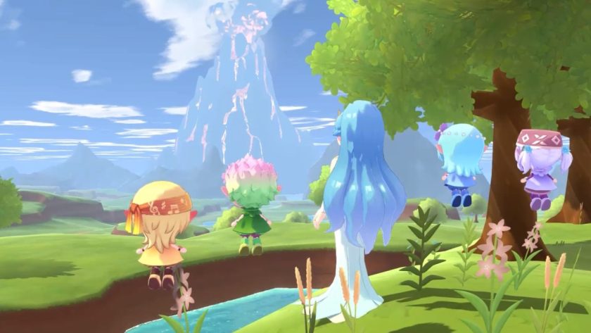 The Harvest Goddess watches the Volcano surrounded by her sprites