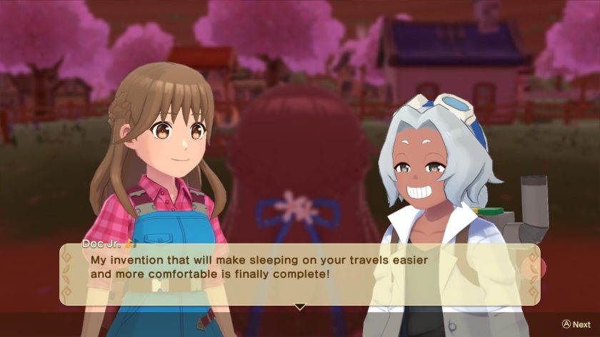 The games protagonist and Doc Jr talking about an invention