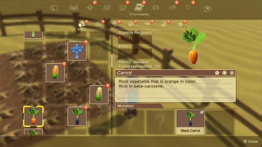 An example of all the different crops in the game