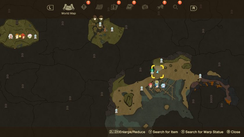 The overworld map of the game, with some areas already unlocked