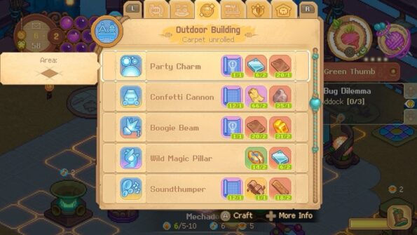 craft equipment for the Festival, match the equipment with the relevant icon on the Pick Card screen