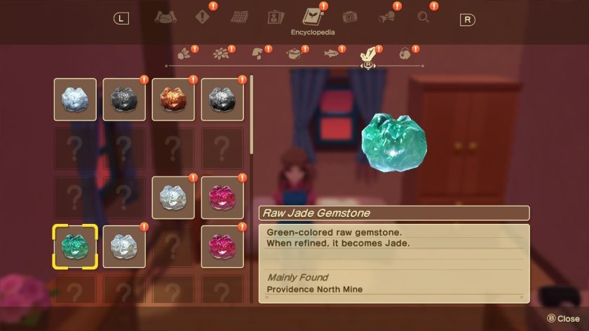 An example of the ores and material you can get