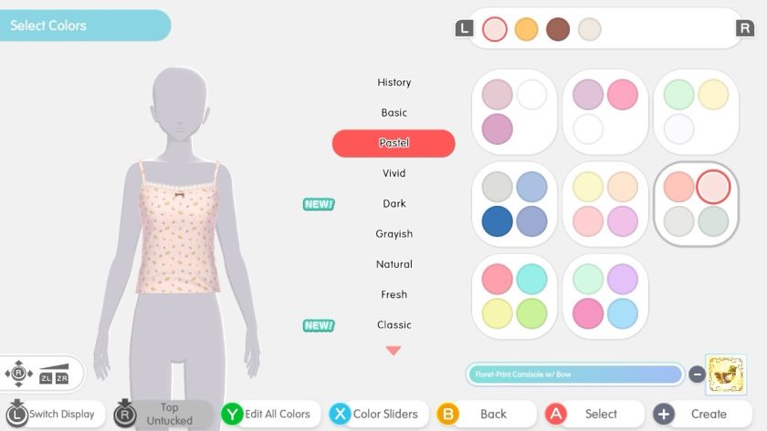 The item creator, showing a shirt that I can make in several palettes of colour