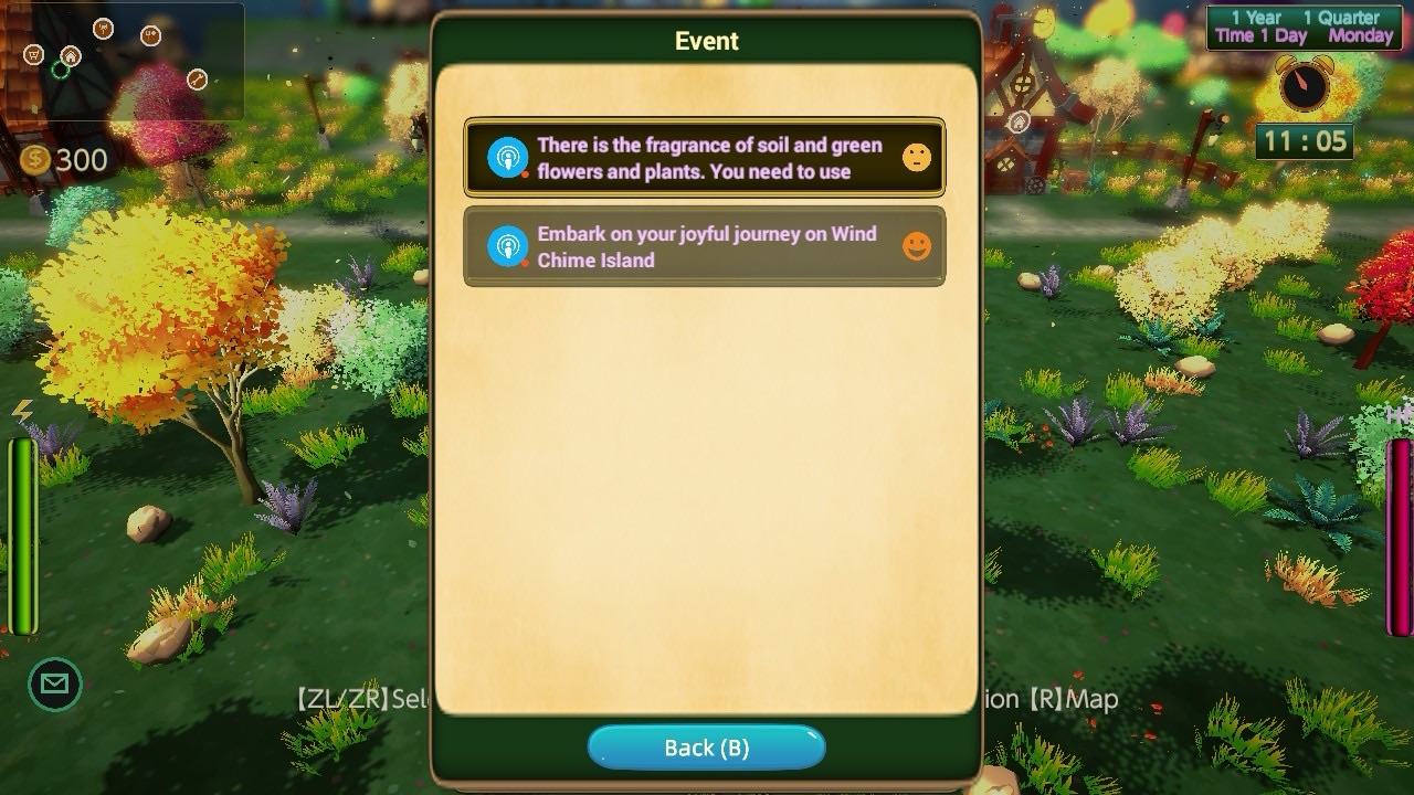 A screen showing the current events