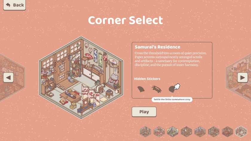 The corner selection screen in Little Corners.