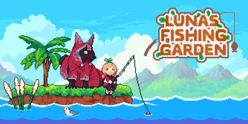 Promotional image for Luna's Fishing Garden showing a character fishing. Published on LadiesGamers