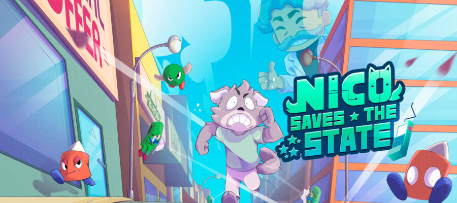 Promotional artwork for Nico Saves the State. Nico looking terrified. Published on LadiesGamers