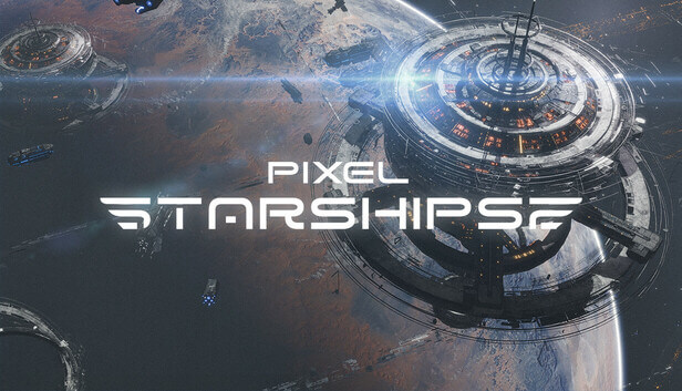 Promotional artwork for Pixel Starships 2 showing a space station. Published on LadiesGamers
