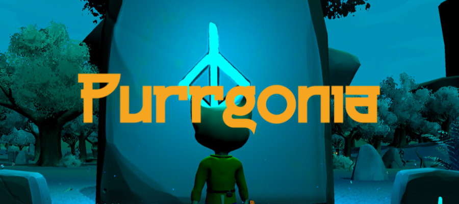 Purrgonia logo and key art.