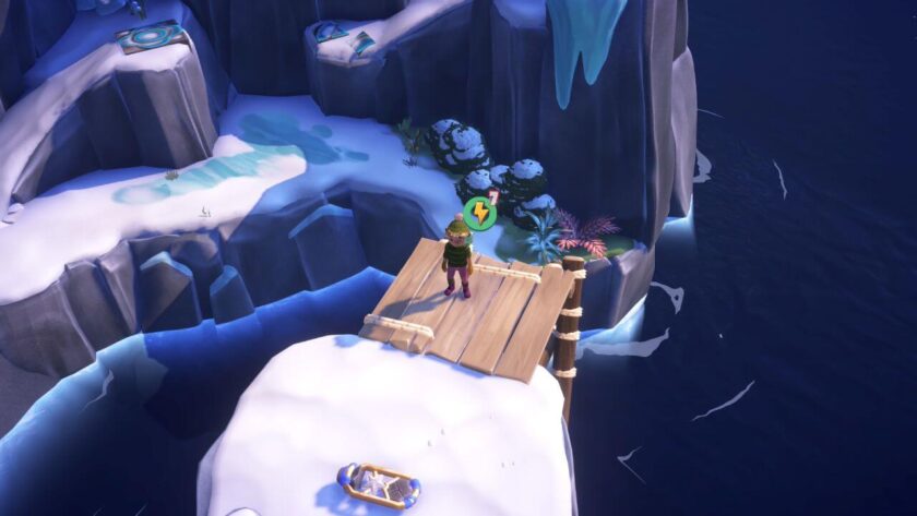 Character standing on wooden boards, with the treasure stone in front of them. Published on: LadiesGamers