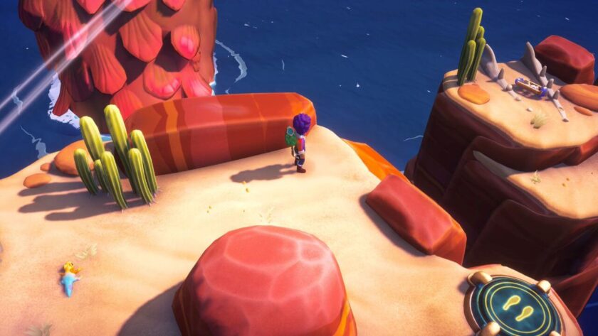 Character standing high on a cliff, near the Whurtle's neck. Published on: LadiesGamers