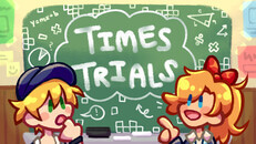 Times Trials cute characters and a chalk board