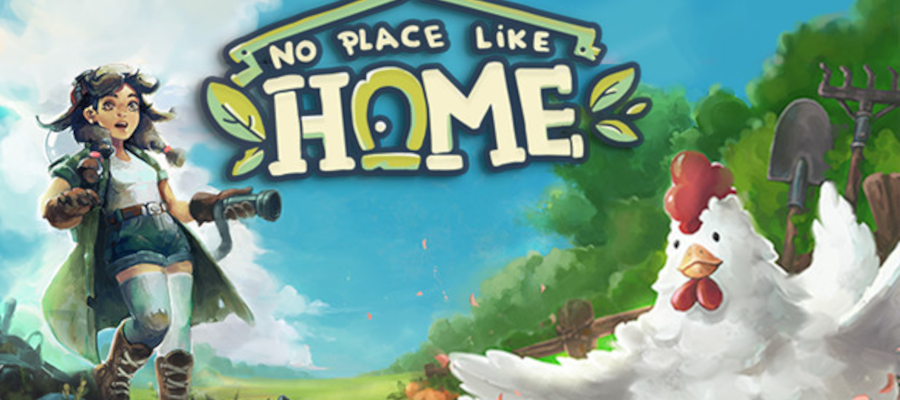 Promotional artwork for No Place Like Home with Ellen chasing a chicken. Published on: LadiesGamers