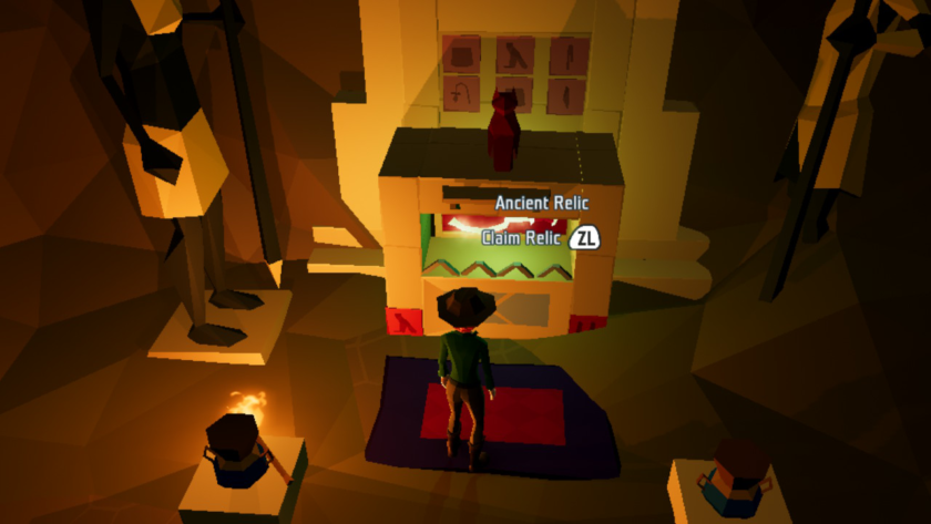 An image from Ylands showing a starting level depicting a male character and a platform in front of him.
